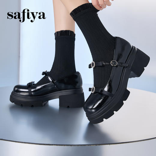 预售10天发|甜酷厚底蝴蝶结亮面一字带玛丽珍小皮鞋SFD1111020 商品图3