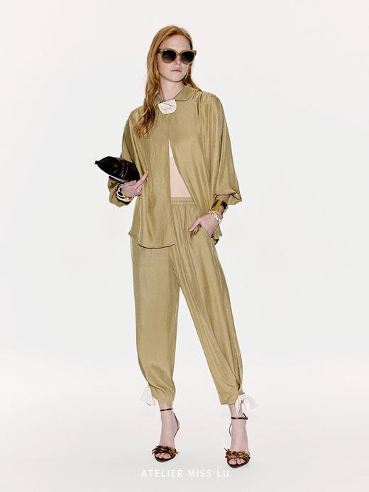 【流光金焰】蝴蝶结点缀收口醋酸锥形裤 商品图1