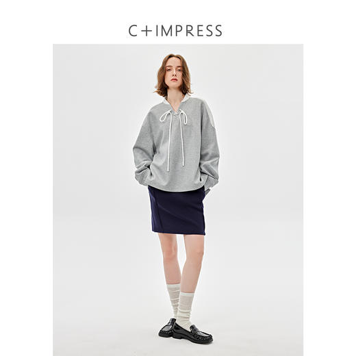 重工撞色拼接绑带美式复古卫衣2025春WY2501015 商品图2