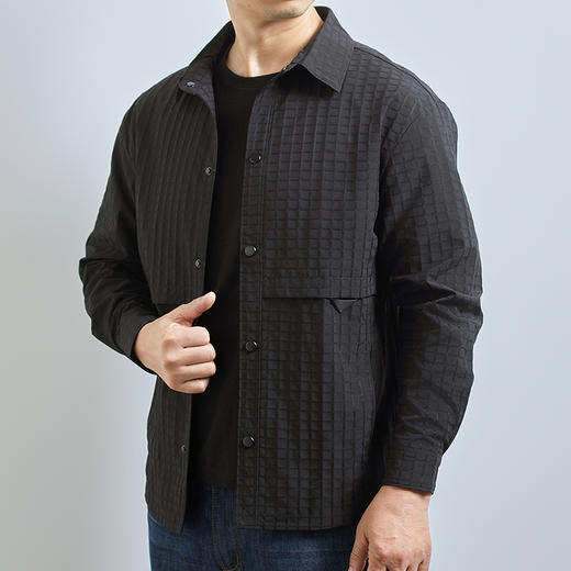【新款DWD】大依优型大码春秋季新款男士格子翻领夹克外套加肥加大码时尚夹克上衣胖子 商品图9