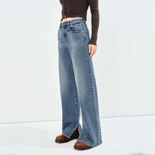 【威化裤】SPS牛仔裤女宽松直筒拖地裤苹果形simplepiece S41J032 商品图2