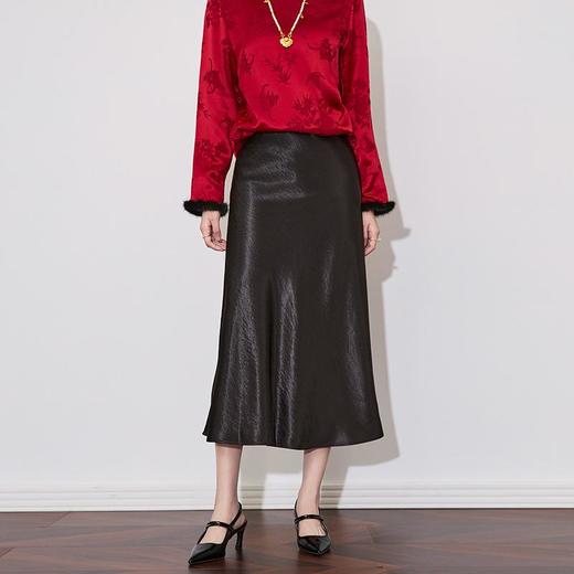 【高货wl】全新升级【铂金会员174/天猫229/差价55】(10528)洛诗琳女春新款高级感鎏光缎垂坠感奢华时尚松弛半身裙 商品图2