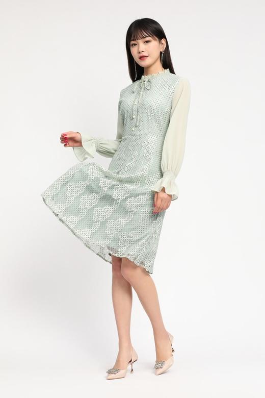 Le Malene 波点提花蕾丝连衣裙 11671 商品图1
