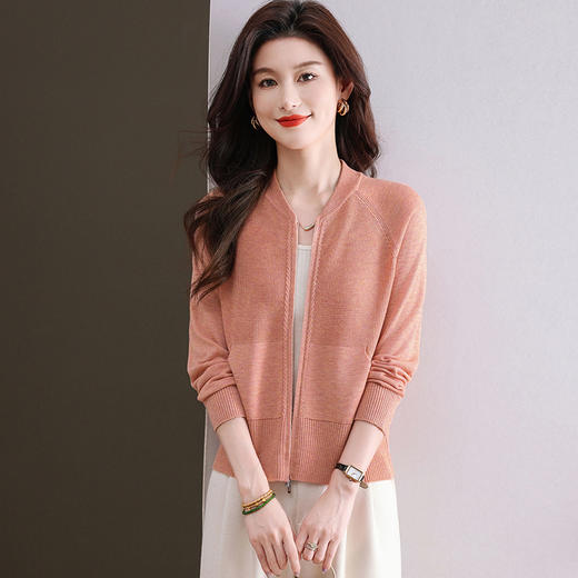 CC-101-92492小个子针织开衫女士2025早春秋新款拉链口袋洋气今年流行短款外套 商品图0
