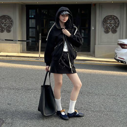 顺丰包邮洛诗琳99532高级感连帽镶钻夹克镶钻抽绳半裙两件套496 商品图3