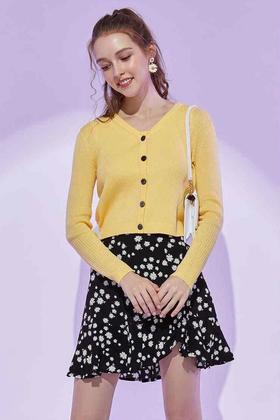 FIVE PLUS（5+） 黄色V领开衫针织背心套装 11595