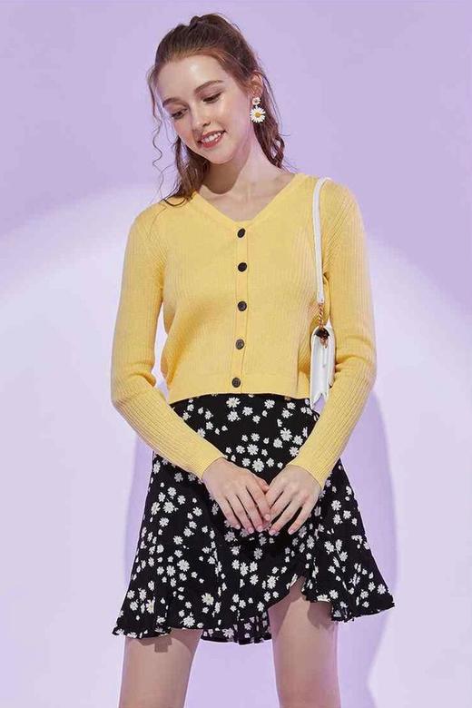 FIVE PLUS（5+） 黄色V领开衫针织背心套装 11595 商品图0