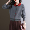 CC-11-9113小个子2025春秋季新款洋气娃娃翻领针织开衫女士拼色短款毛衣外套 商品缩略图2