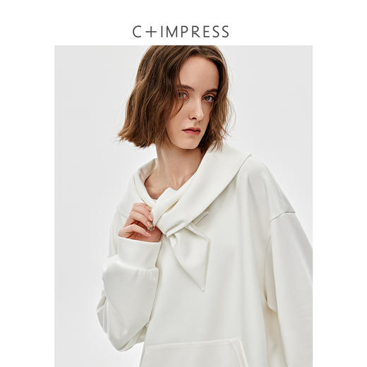 真丝羊毛天丝混纺可造型大翻领慵懒感宽松卫衣2025春WY2501027 商品图3