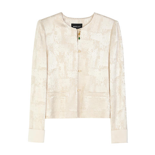 NEELLY纳俪商场同款春季新款新中式提花短款外套女知性气质上衣N25023C01105 商品图3