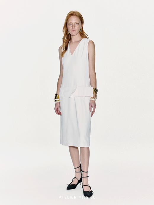 【白日香槟】蝴蝶结宽腰带微收腰无袖连衣裙 商品图1