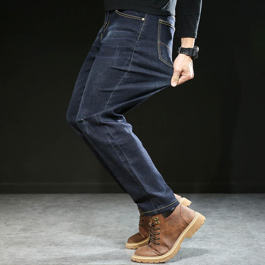 【新款DYG】大依优型大码男装四季款直筒牛仔裤男加肥加大码松紧腰运动牛仔裤胖子长裤 商品图2