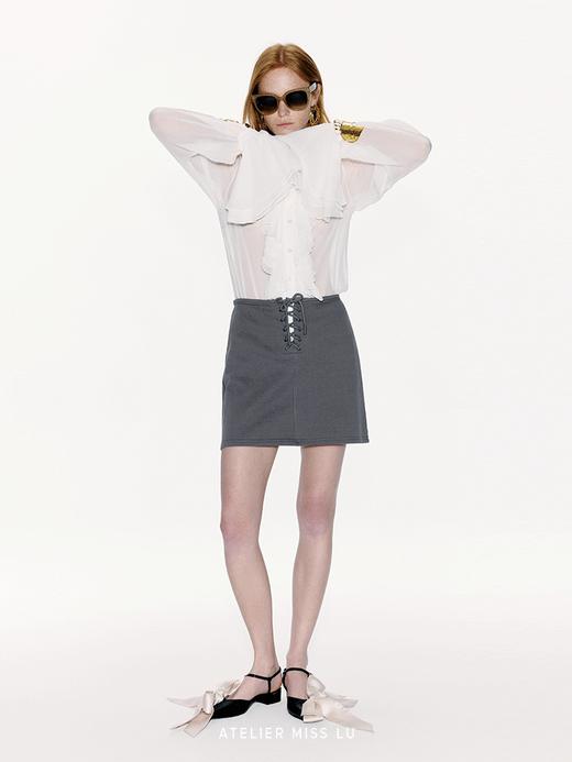 【假日律动】交叉绑带设计直身短裙 商品图0