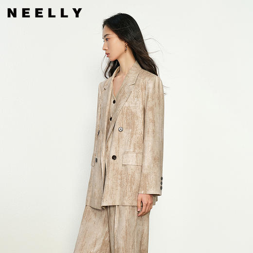 NEELLY纳俪商场同款春季新款时尚扎染百搭西装外套女廓形显瘦上衣N25023W01106 商品图0
