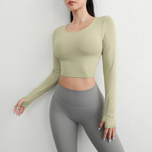 【YW】无忧购【甄选】健身镂空美背长袖瑜伽服一体胸垫CX8013(截单后7天发货) 商品图2