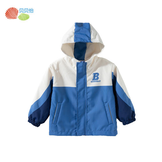贝贝怡【防泼水】2025新款春夏男童外套户外运动防风连帽儿童夹克ZB1ES045 商品图9