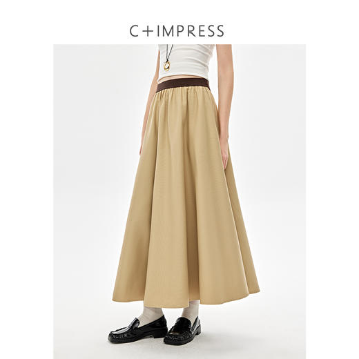 巴恩风亚麻混纺撞色翻领下摆抽绳外套/撞色腰头显瘦伞裙2025春WT2501011/BQ2501011 商品图3