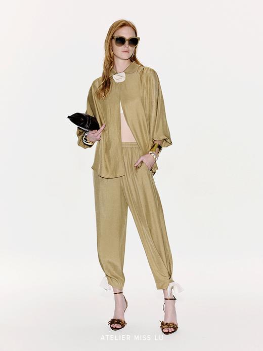 【琥珀松林】立体兰花裁片拼接设计醋酸衬衫 商品图1