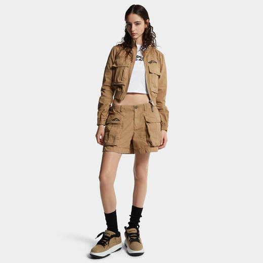 DSQUARED2 女士徽标贴花棉质休闲短裤 卡其色 S80MU0032 D35224 114 商品图2