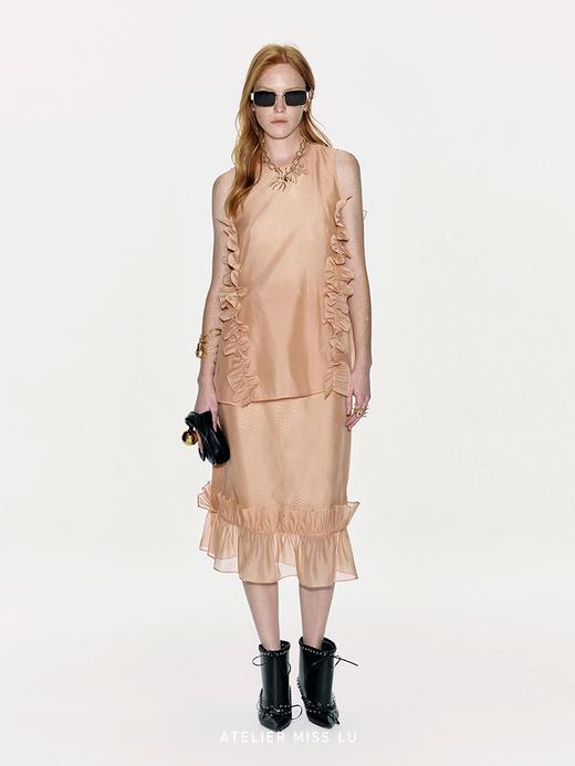 【橘子假日】立体压褶花边设计直身半裙 商品图0