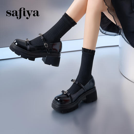 预售10天发|甜酷厚底蝴蝶结亮面一字带玛丽珍小皮鞋SFD1111020 商品图5