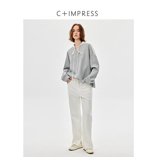 重工撞色拼接绑带美式复古卫衣2025春WY2501015 商品图3