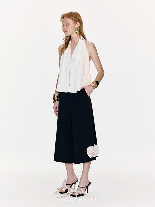 【日不落】拼色设计露背挂脖A字马甲上衣 商品图2