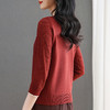 CC-101-92515春夏新款中袖t恤女圆领针织冰丝上衣秋装洋气宽松遮肚小衫薄 商品缩略图3