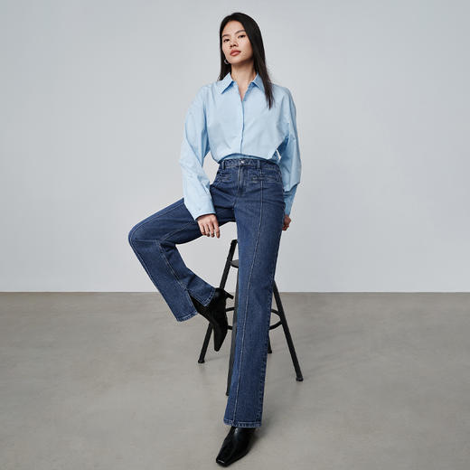 【时髦四大裤型】simplepieces2024春SPS牛仔裤十分内开衩薯条裤 商品图2