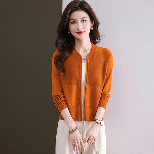 CC-101-92492小个子针织开衫女士2025早春秋新款拉链口袋洋气今年流行短款外套 商品图2