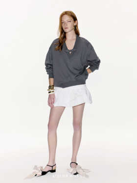 【银河之兔】兔耳蝴蝶结拼接设计廓形卫衣