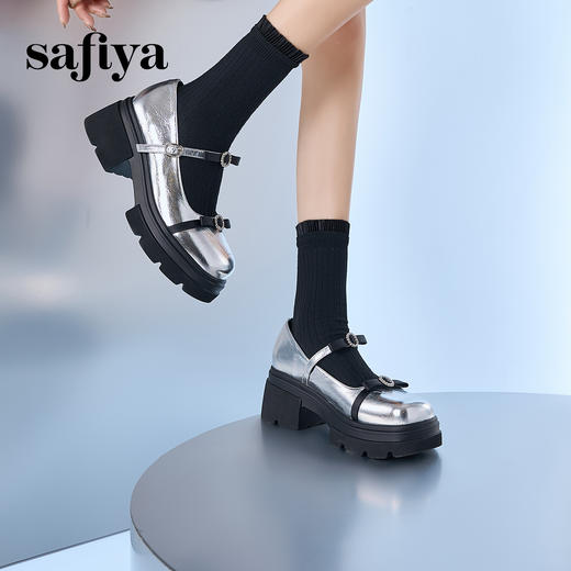 预售10天发|甜酷厚底蝴蝶结亮面一字带玛丽珍小皮鞋SFD1111020 商品图0