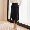 玳莎蕾丝拼接醋酸半身裙2025春季新款黑色优雅显瘦气质百搭A字裙  FA34302 商品缩略图1