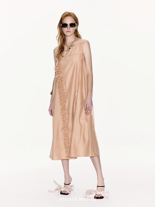 【橘子海】不对称立体压褶花边设计廓形薄纱连衣裙 商品图3