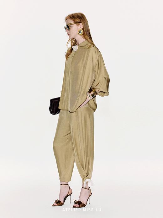 【琥珀松林】立体兰花裁片拼接设计醋酸衬衫 商品图2