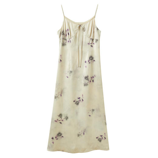 三彩2025春季新款蕾丝花边圆领吊带裙印花连衣裙法式浪漫M 商品图4