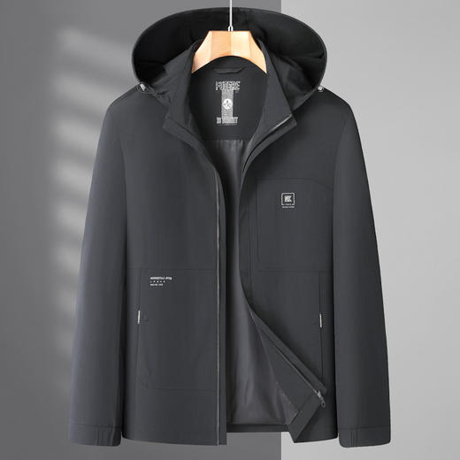 【可拆卸帽】【新款DSL】大依优型大码春季新款男加肥加大码时尚休闲连帽夹克外套胖子上衣男士 商品图0