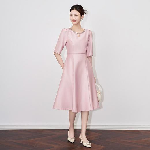 【高货wl】全新升级【铂金会员330/天猫439/差价109】(22057)洛诗琳新款春夏时尚高品质气质礼服裙钉钻圆领名媛连衣裙 商品图2