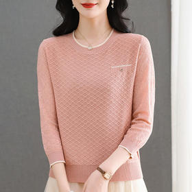 CC-101-92515春夏新款中袖t恤女圆领针织冰丝上衣秋装洋气宽松遮肚小衫薄