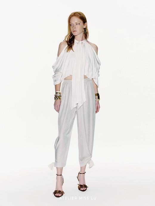 【银河护卫队】蝴蝶结点缀收口醋酸锥形裤 商品图3