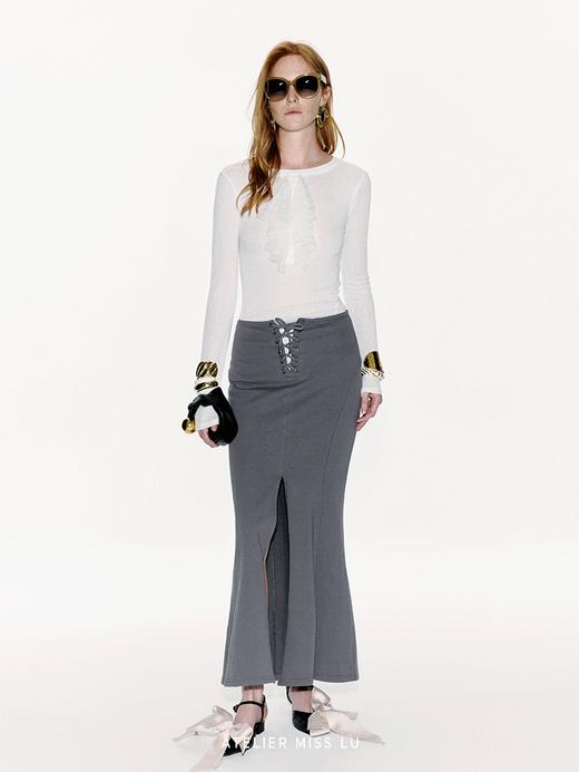 【海妖塞壬】交叉绑带设计前开衩鱼尾长裙 商品图0