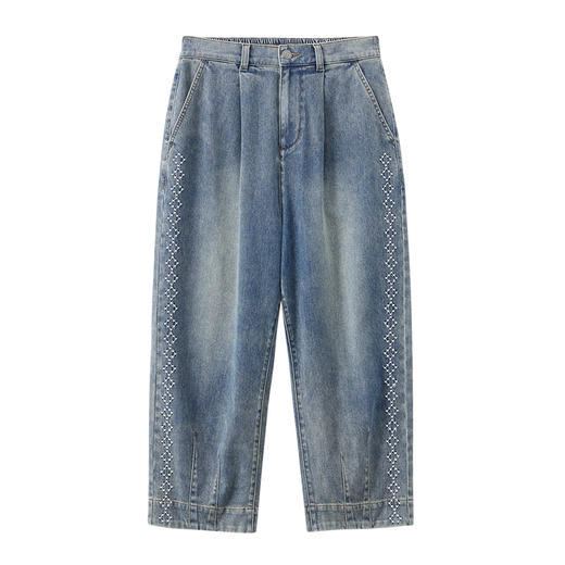 ONIARAI/鬼洗25春夏新品云朵棉十字绣宽锥形男女款九分裤 25B4439 商品图3