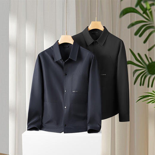 【新款DWD】大依优型大码商务夹克男士春秋季新款加肥加大码宽松长袖外套上衣 商品图4