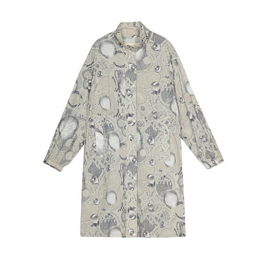 谜底立领花色风衣外套女2025春复古风中长款防晒衣长袖251ME0132 商品图4