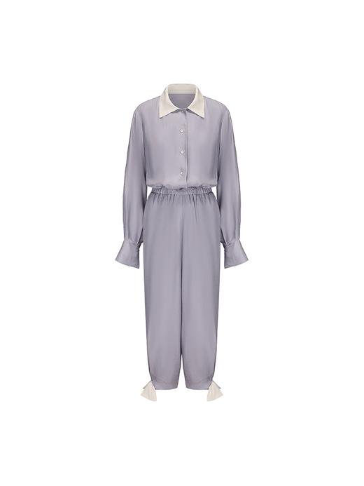 【南法遐想】蝴蝶结撞色拼接弹力收腰醋酸连体裤 商品图4