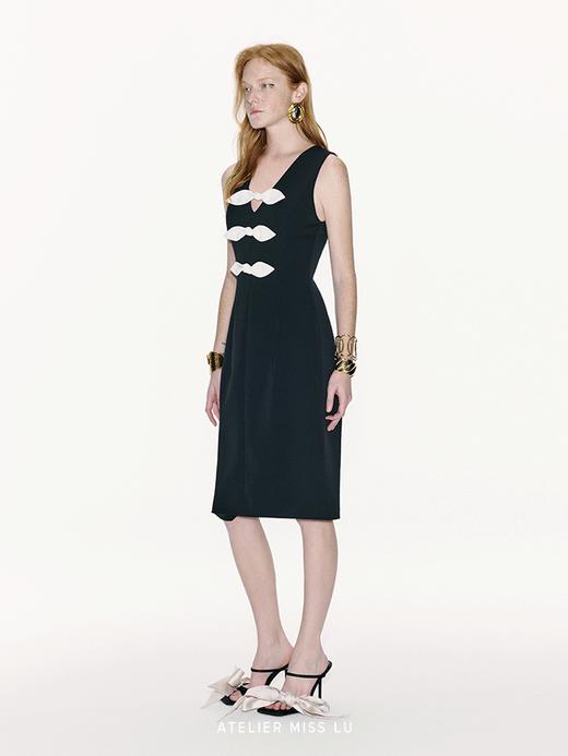 【最后的告白】兔耳蝴蝶结撞色拼接收腰无袖连衣裙 商品图1