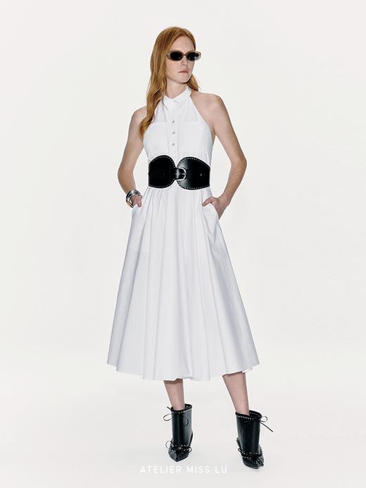 【夏日清晨】立体兰花裁片拼接挂脖露背大摆连衣裙 商品图1