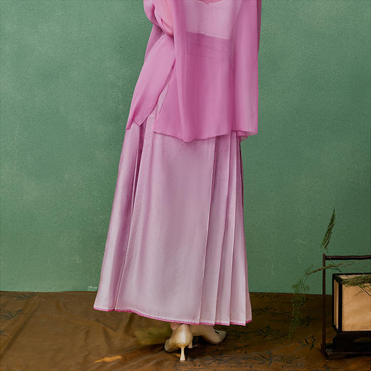 【林栖设计小店】粉色青绿改良明制马面裙渐变新中式2025春季新品半身裙女1951113 商品图2