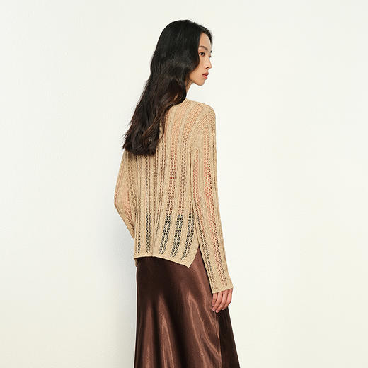 NEELLY纳俪商场同款春季新款设计感休闲舒适长袖针织衫女显瘦毛衣N25023A01101 商品图1
