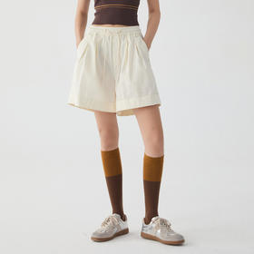 谜底休闲短裤女2025春季新品时尚百搭宽松裤脚绣花短裤251MK0117